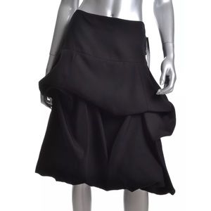 MONIQUE LHUILLIER Black Drape Silk Dress Skirt